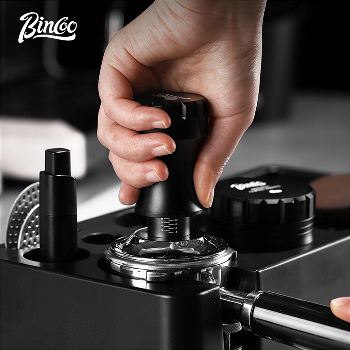Bincoo 51/58mm Coffee Distributor, Tamper & Knock Box Set Espresso Barista Set Qst