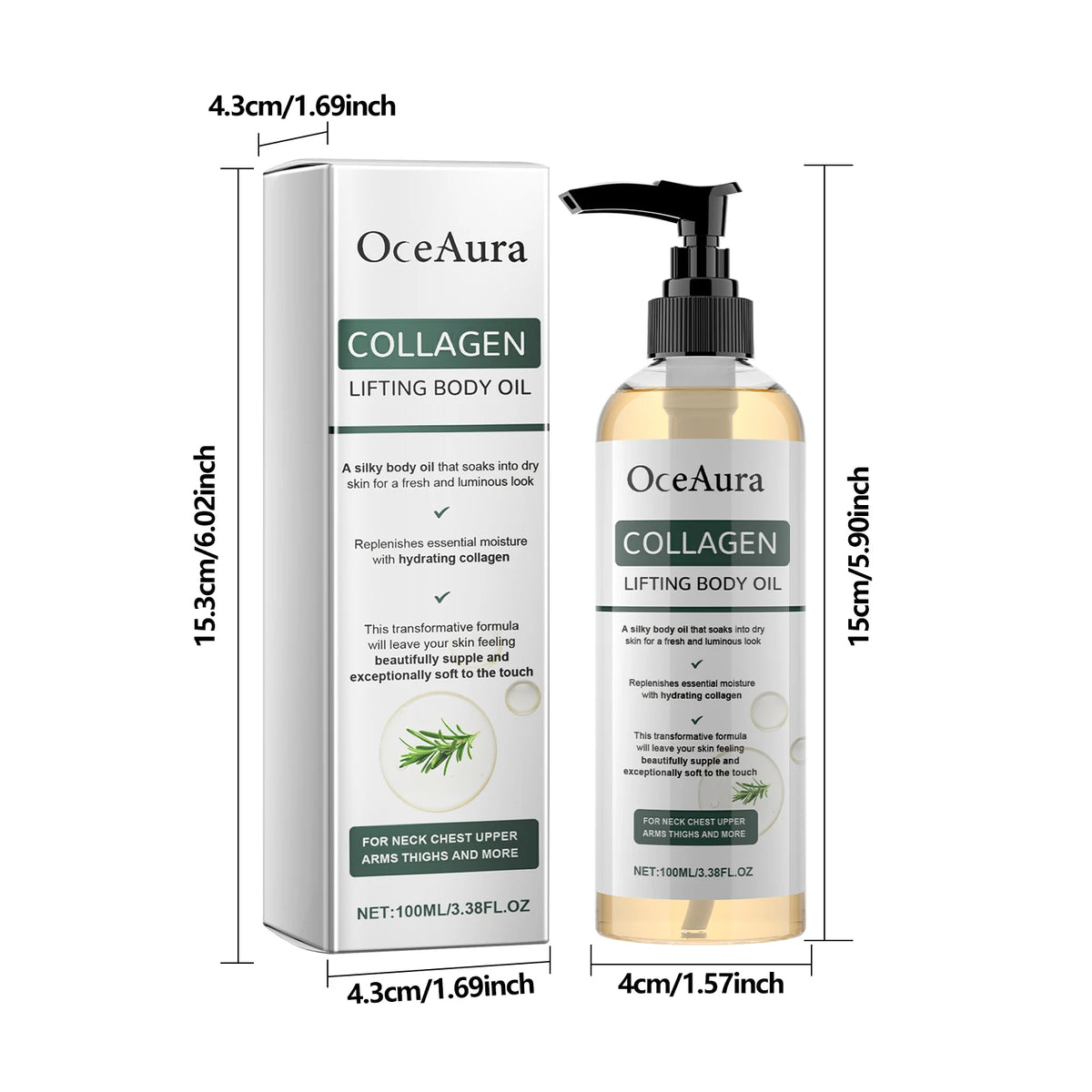 OceAura Collagen Body Oil – Hydrating Full Body Moisturizer Collagen Body Oil Qst 100ml