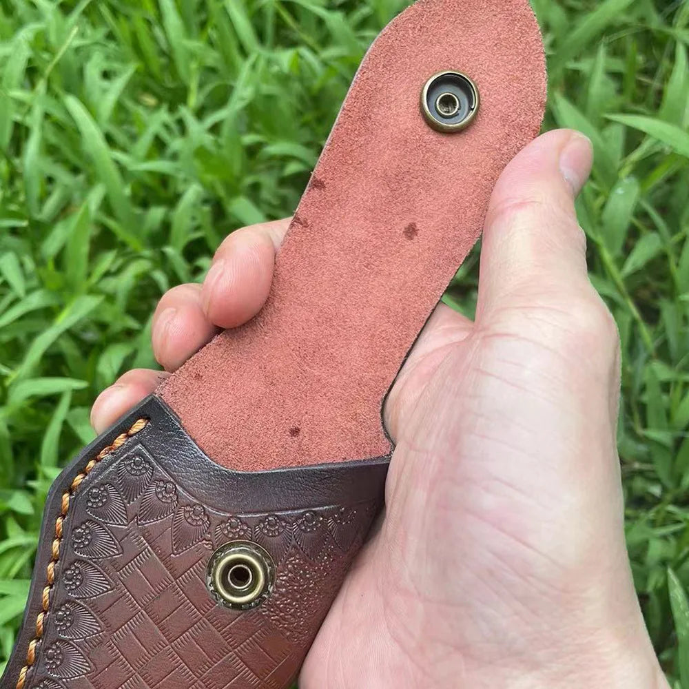 Handmade Carved Cowhide Knife Sheath – Outdoor Leather Cover Knife Sheath Qst