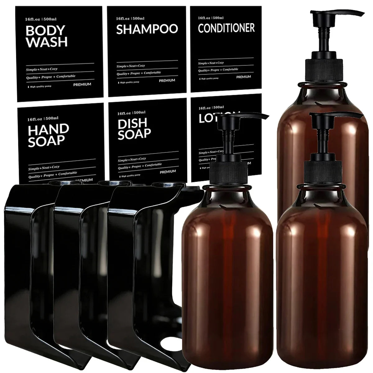 Wall Mounted Shower Soap Dispenser – 3-Chamber Shampoo Set Shower Soap Dispenser Qme 3PCS A
