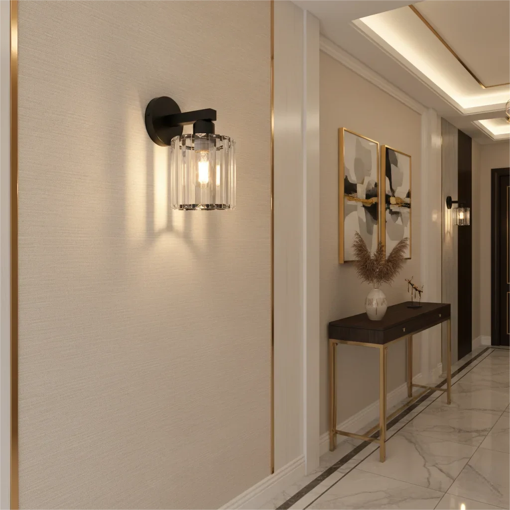 Modern Crystal LED Wall Lamp – Bedroom, Study & Hotel Décor Crystal Wall Sconce Qme