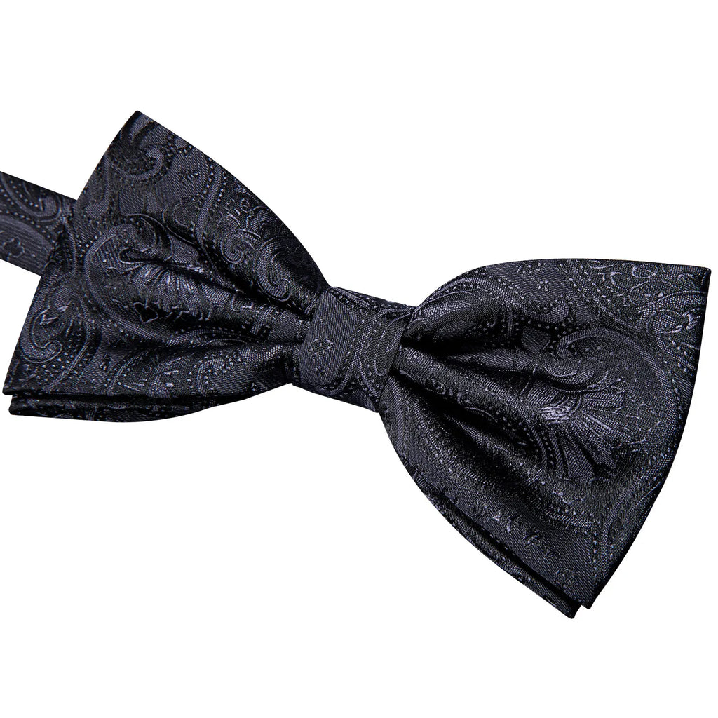 Men's Jacquard Paisley Cummerbund Bow Tie & Pocket Square Set Cummerbund Bow Tie Set Qme