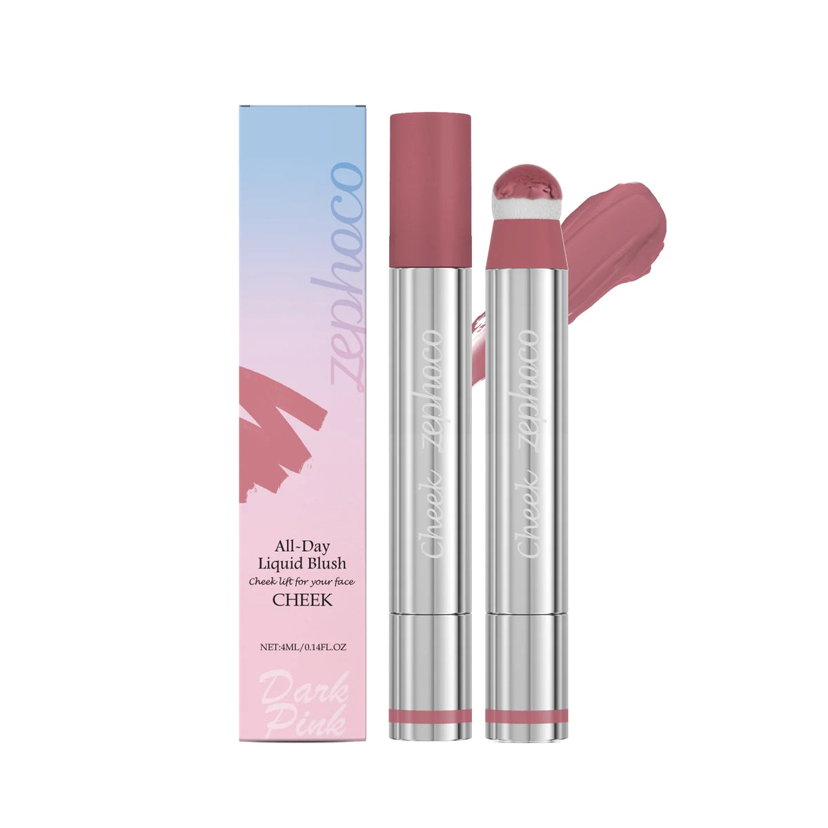 Liquid Blush Stick Sponge Tip – Waterproof Long-Lasting Cheek Tint Liquid Blush Stick Qst dark pink