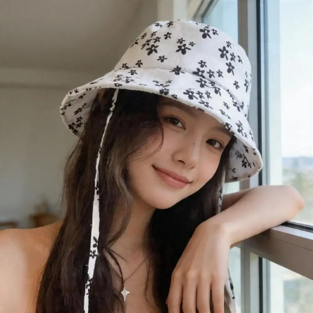 Floral Double-Sided Bucket Hat – Foldable Wide Brim Sun Hat Bucket Hat Qme