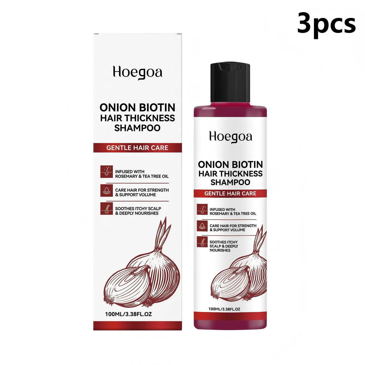 Hoegoa Biotin Onion Rosemary Shampoo – Thicker Stronger Hair Hair Growth Shampoo Qst 3pcs