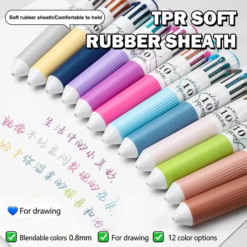 Retractable Multicolor Ballpoint Pen for Art, Drawing & Sketching Multicolor Ballpoint Pen Qme