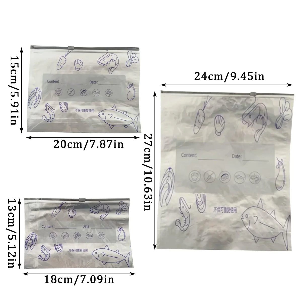 Reusable Leakproof Zipper Storage Bags | 20-Pack Food Containers Food Storage Bags Qme