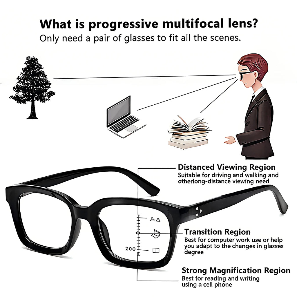 VOPHA Multifocal Progressive Reading Glasses | Blue Light Block Progressive Reading Glasses Qst
