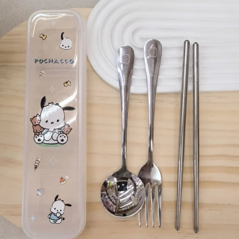 Kuromi 3-Piece Stainless Steel Portable Cutlery Set Portable Cutlery Set Qme 3