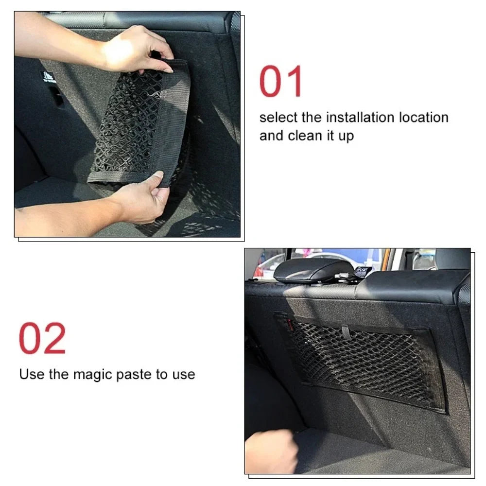 Double-Layer Mesh Car Trunk Organizer | Universal Storage Bag Car Trunk Organizer Qme