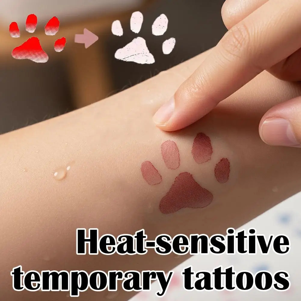 Temperature-Sensitive Paw Print Cat Face Temporary Tattoos Temporary Tattoo Stickers Qme