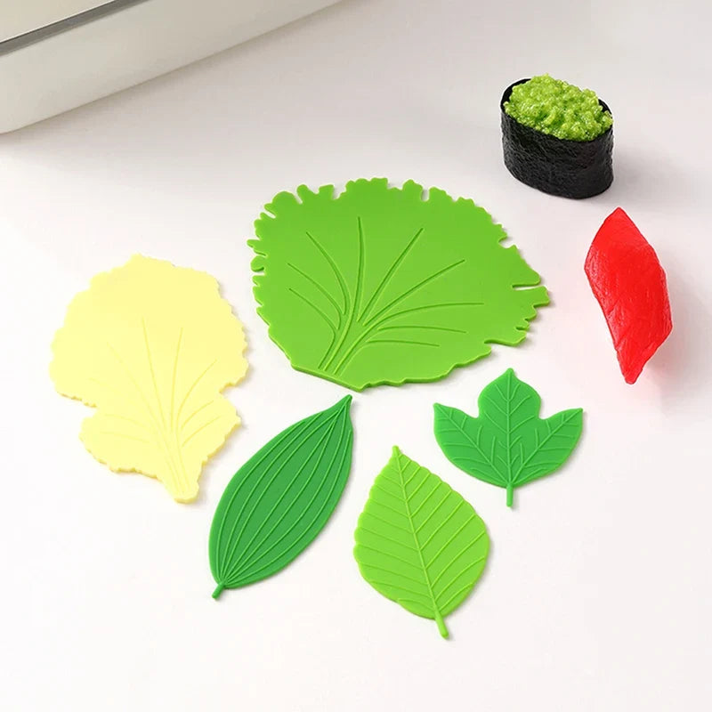 Silicone Leaf Bento Separator & Sushi Rice Ball Mat Set Bento Box Accessories Qme