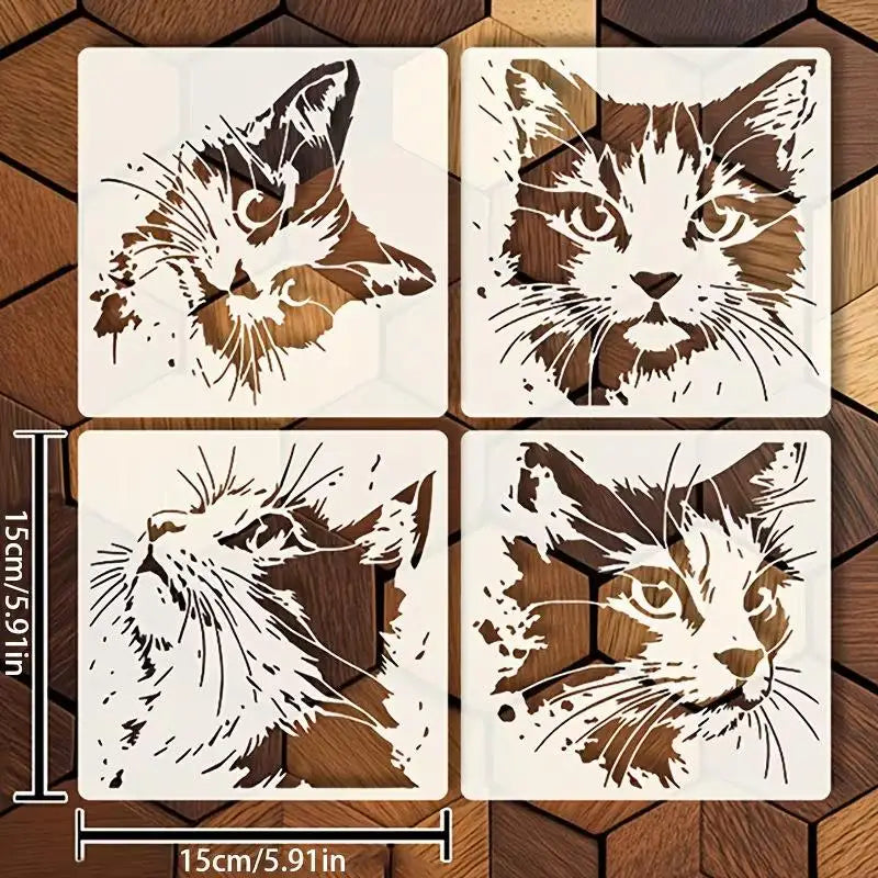 Reusable Cat Painting Stencils – Hollow Kitten Pattern Molds Painting Stencils Qme