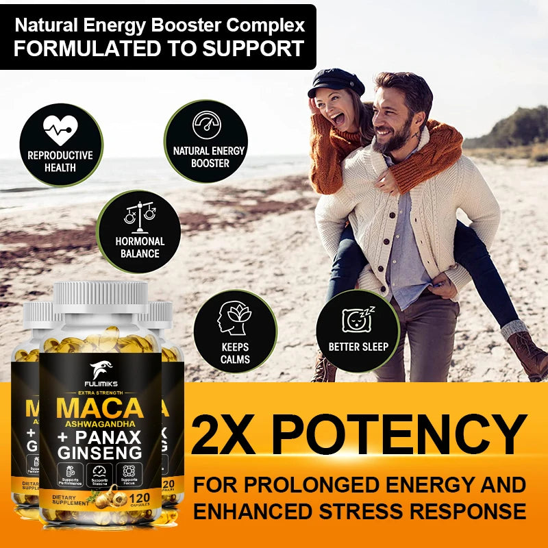 Maca & Ashwagandha Capsules – Stamina, Balance & Wellness Herbal Supplement Capsules Qst