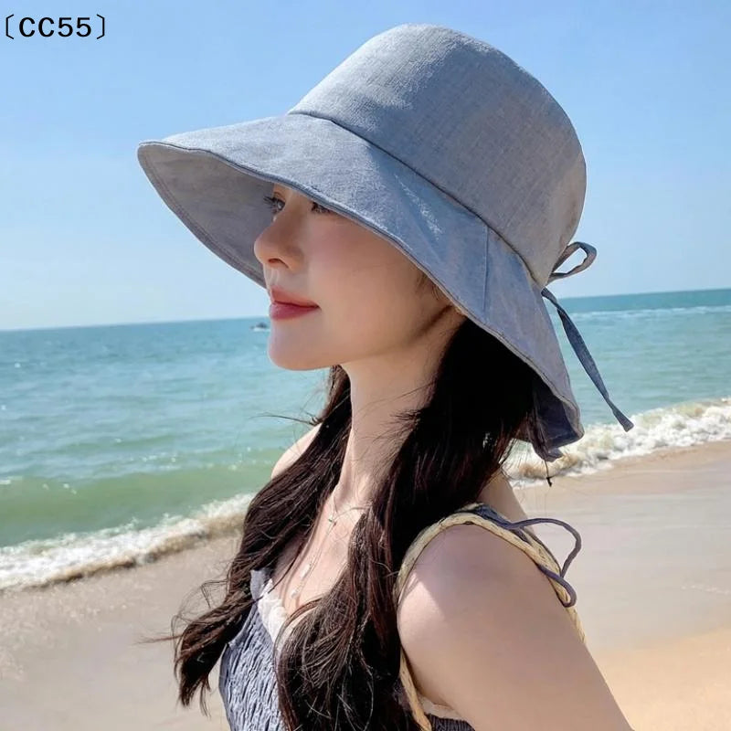 Women's Wide-Brim Foldable Sun Hat with Bow | Beach Travel Wide Brim Sun Hat Qst