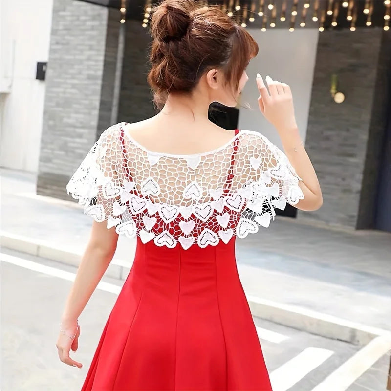 White Lace Butterfly Crochet Shawl Cropped Capelet Lace Crochet Capelet Qme