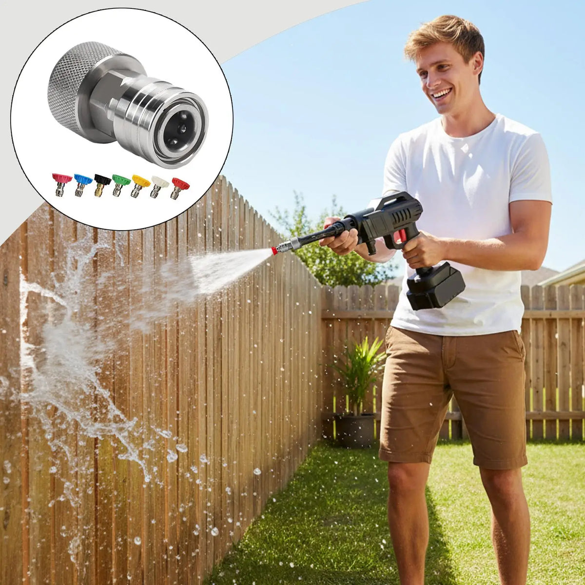 7-In-1 Adjustable High Pressure Washer Nozzle & Hose Adapter Pressure Washer Nozzle Qme CN
