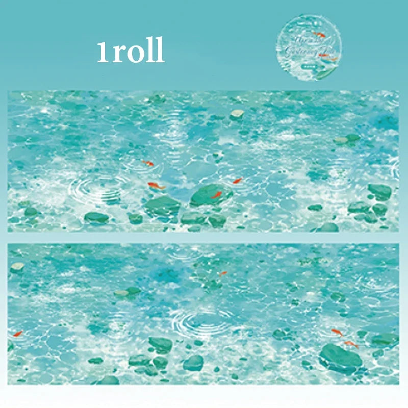 Water Wave Washi Tape | Ocean Sparkle Junk Journal Roll Decorative Washi Tape Qme D
