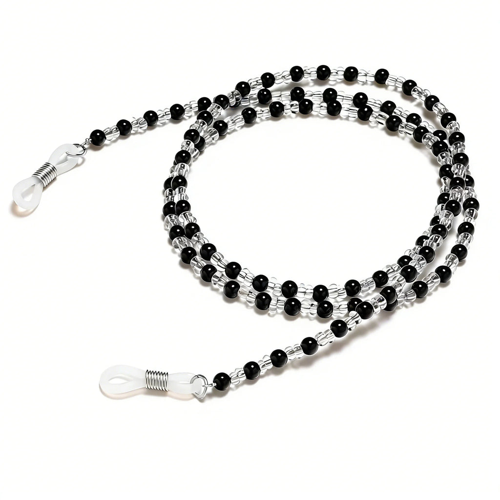 Pearl Beaded Eyeglass Chain Sunglass Holder Strap Lanyard Eyeglass Chain Lanyard Qst 1PC-Black