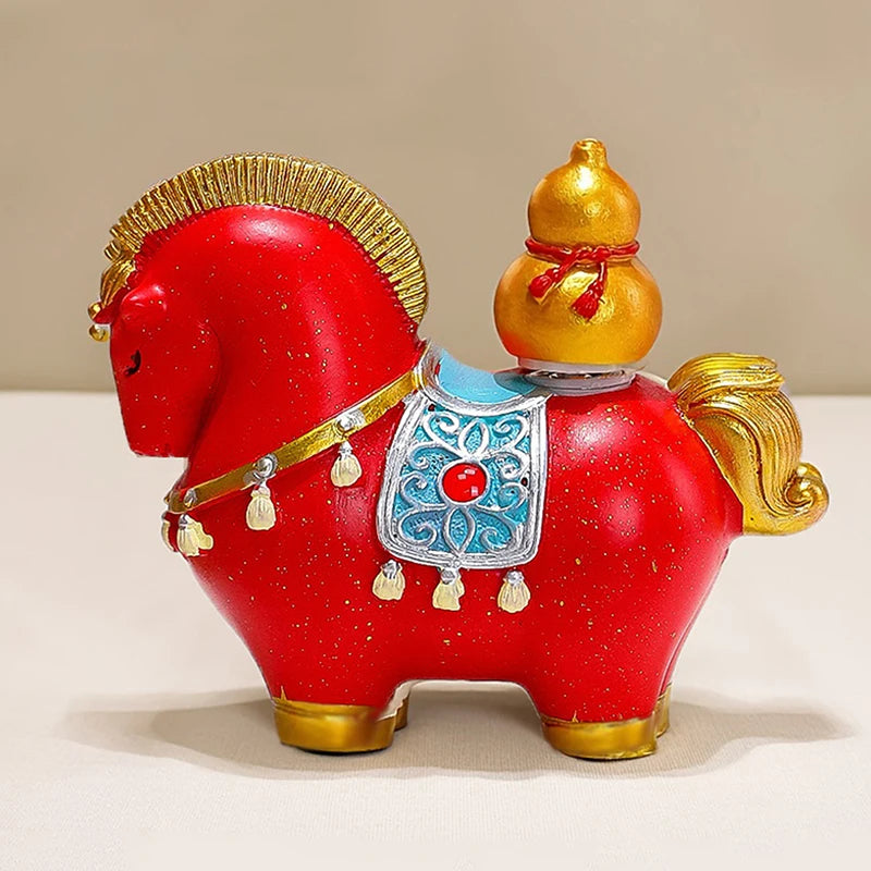 Zodiac Horse Figurine Rotating Lucky Ingot Desk Decor Decorative Figurine Qst A8