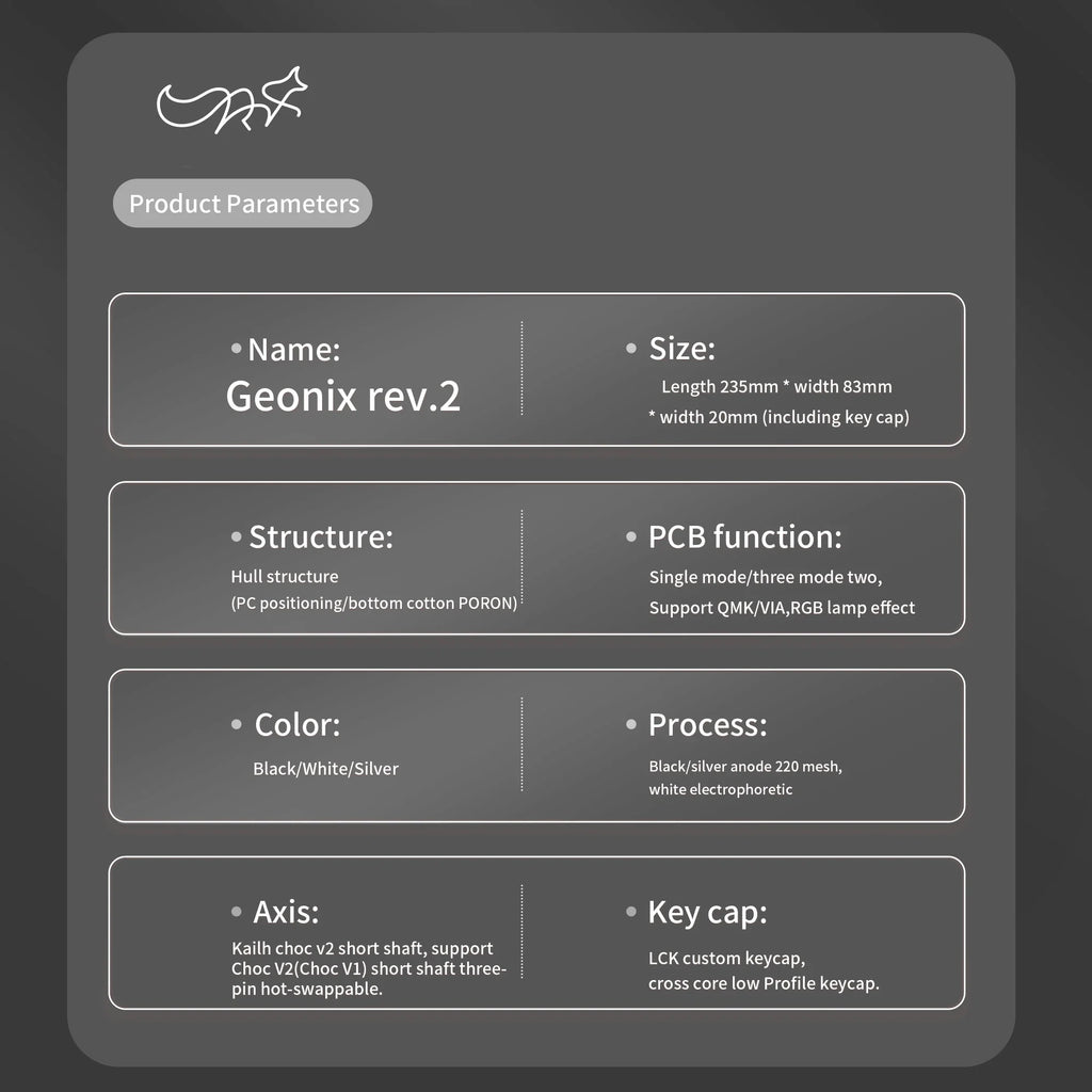 Chosfox Geonix48 Rev 2 Low Profile Mechanical Keyboard Kit Mechanical Keyboard Kit Qme