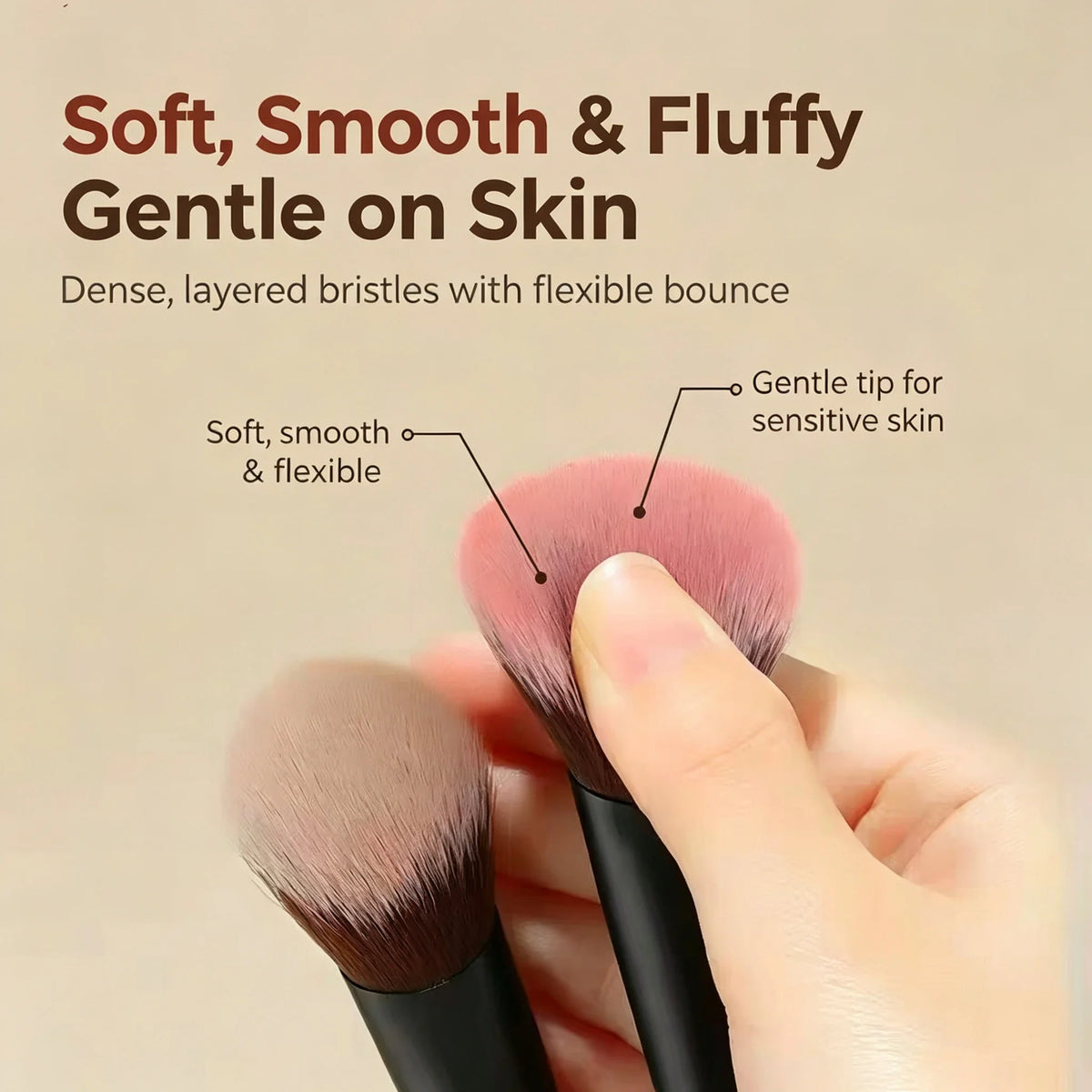 Slope Powder Blusher & Highlight Brush – Soft Bristles Makeup Brush Qme
