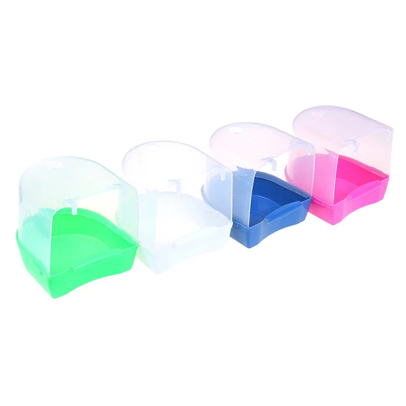 Hanging Bird Bath Box for Parrots & Parakeets – Plastic Bathtub Bird Bath Accessory Qme