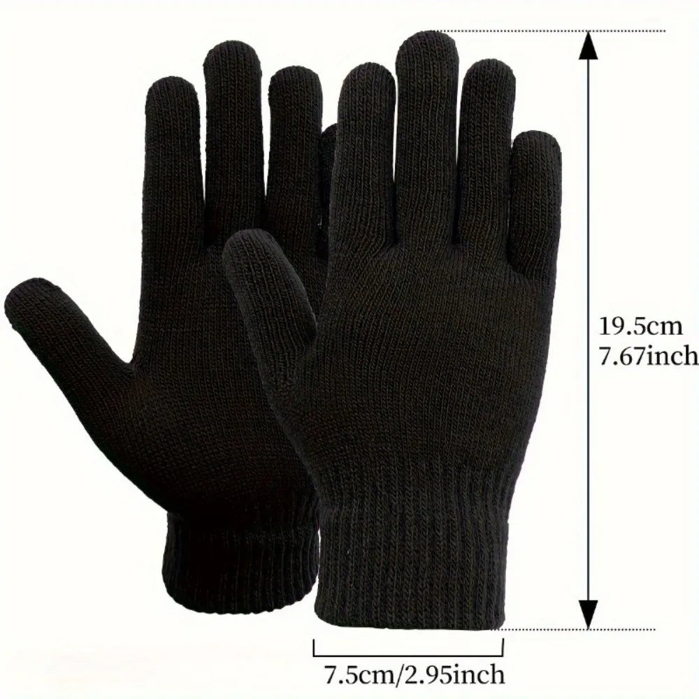 Winter Knitted Gloves Soft Thermal Elastic Cuff – 2 or 5 Pairs Winter Knitted Gloves Qme