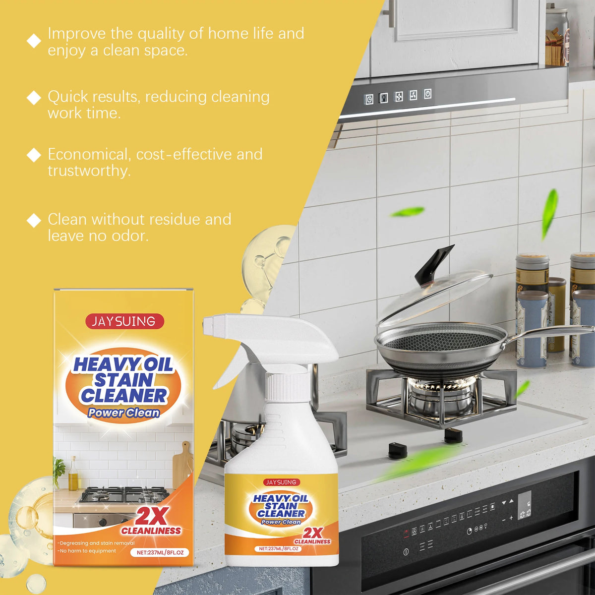 237ml Heavy Duty Kitchen Degreaser Spray | Gloss Restoring Kitchen Degreaser Spray Qst