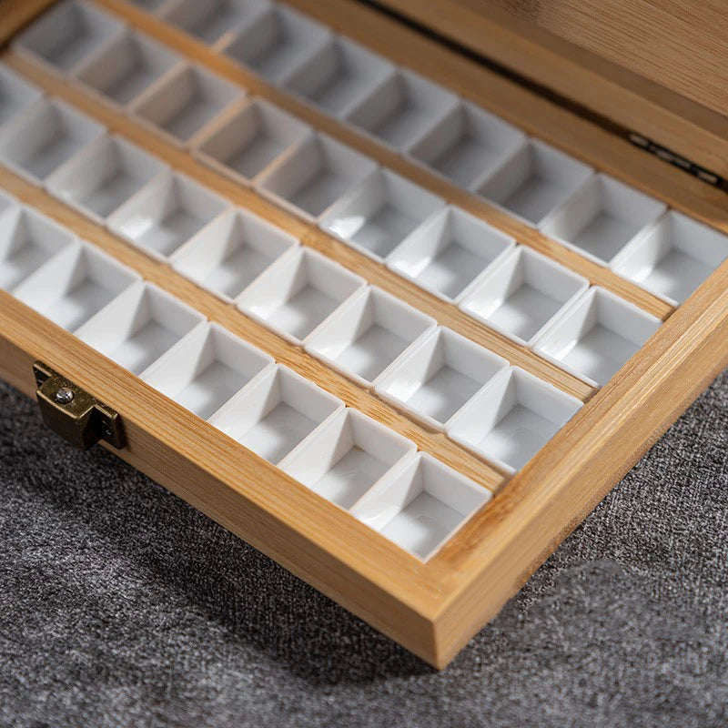 Bamboo Nail Polish Storage Box – 24/36/42/48 Grid Organizer Nail Polish Organizer Qst