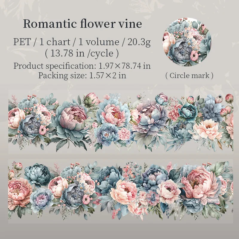 PET Flower Pattern Decorative Masking Tape – DIY Scrapbooking Decorative Craft Tape Qme E
