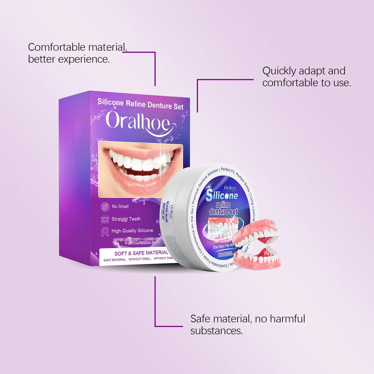 Oralhoe Silicone Temporary Denture Set – Natural Smile Kit Temporary Denture Set Qst