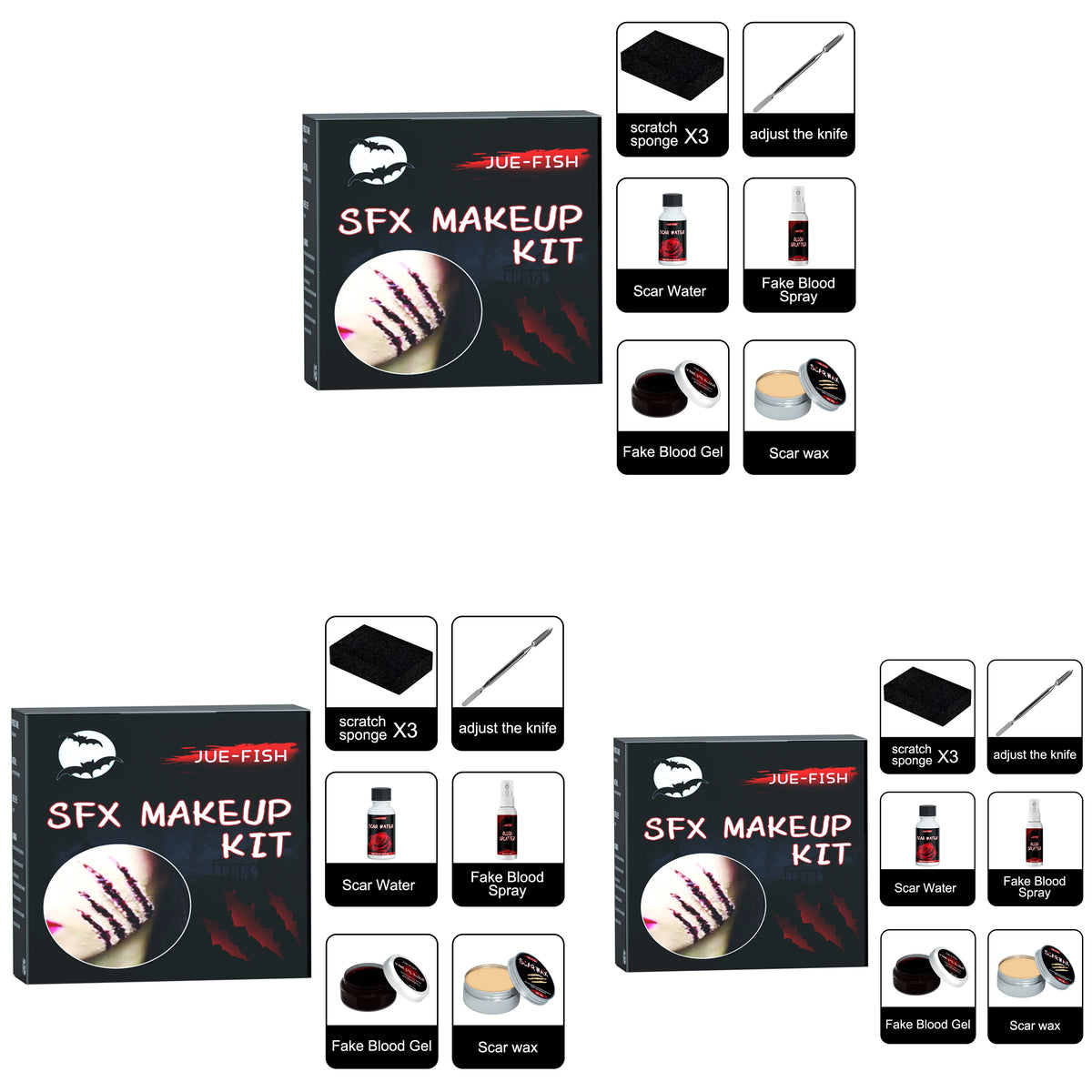 Halloween SFX Makeup Kit – Fake Blood, Scar Wax & Tool SFX Makeup Kit Qst 3pcs