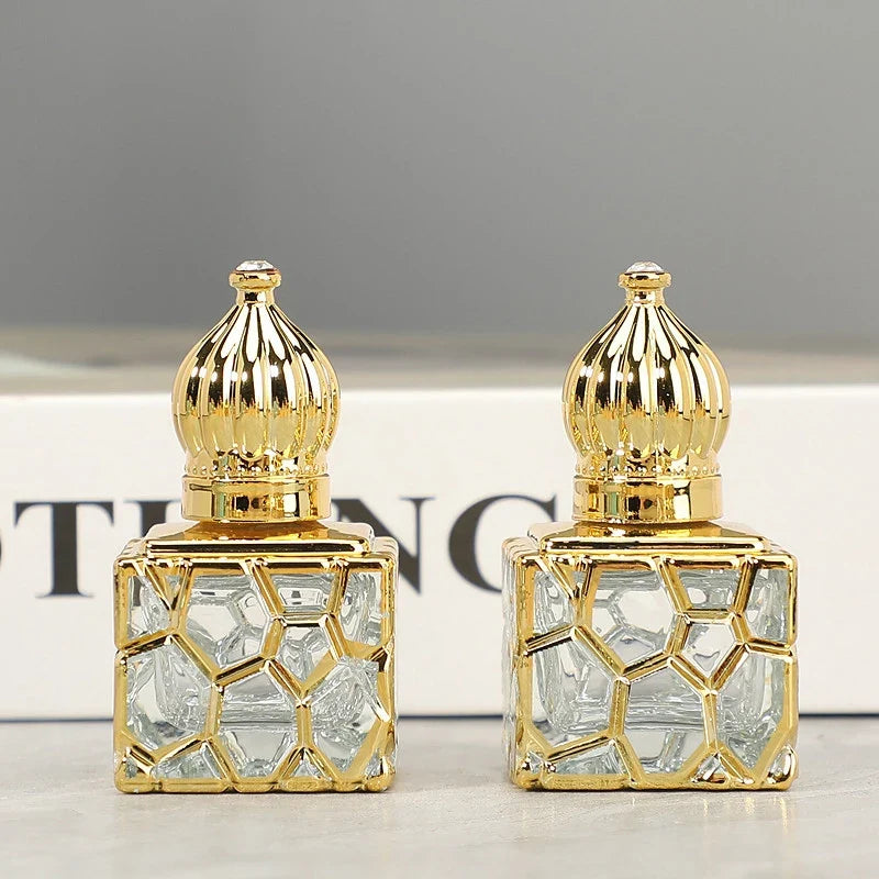 Cube Gold Glass Refillable Perfume Bottle – 10ml Travel Atomizer Travel Perfume Atomizer Qme