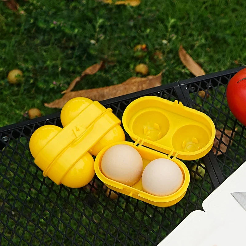 Yellow 2-Compartment Portable Egg Storage Box | Travel & Kitchen Egg Storage Box Qme