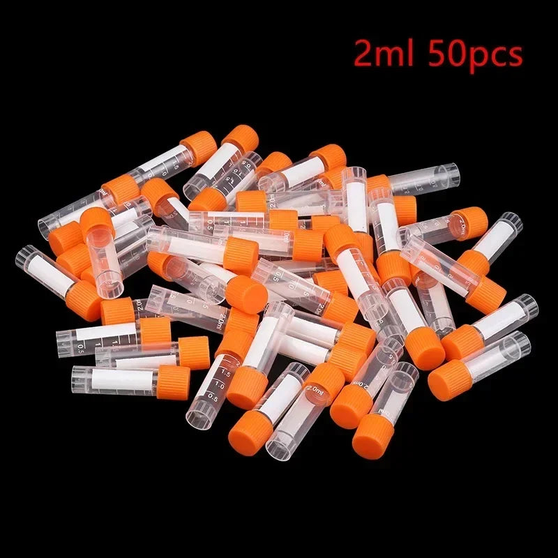 PP Plastic Test Tube Vials with Screw Caps – 50 Pack Sample Storage Vials Qme