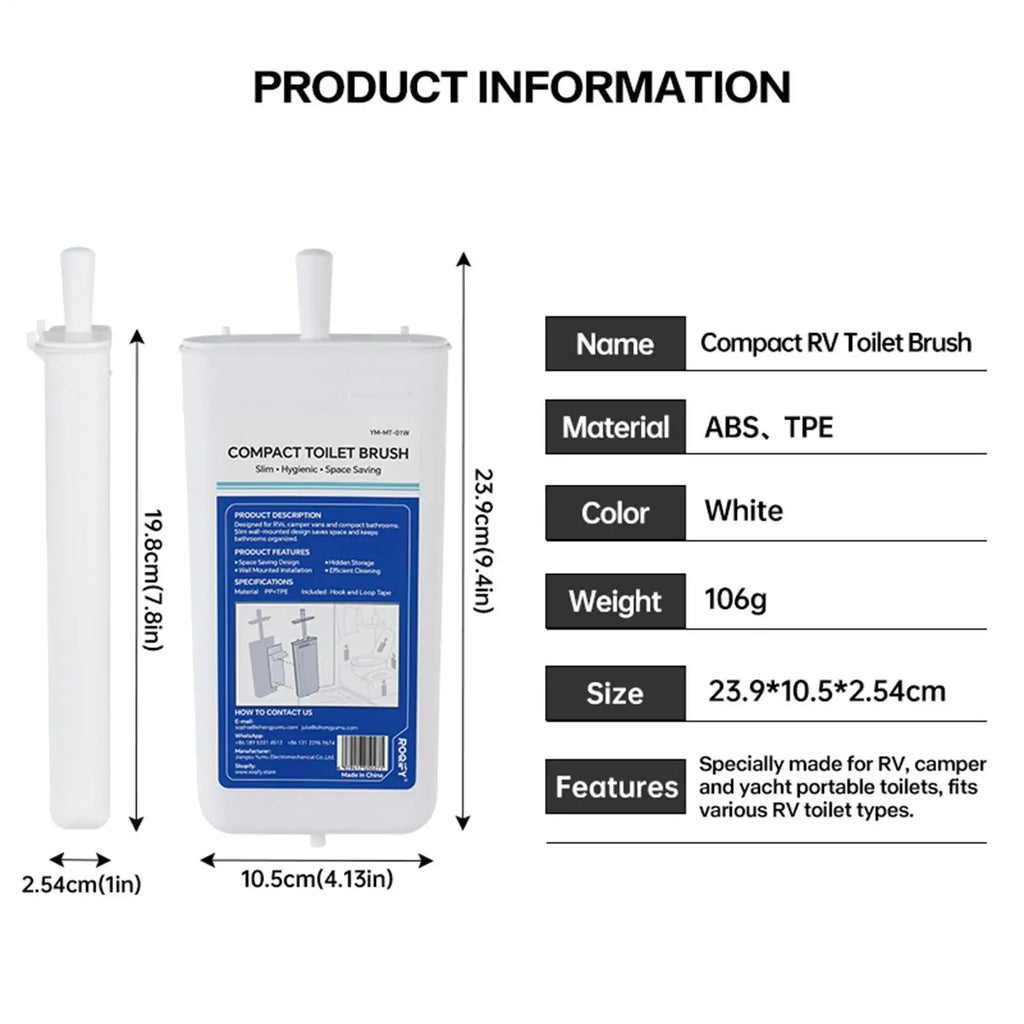 RV Toilet Brush & Holder – Wall-Mounted Retractable Head Toilet Brush Set Qme