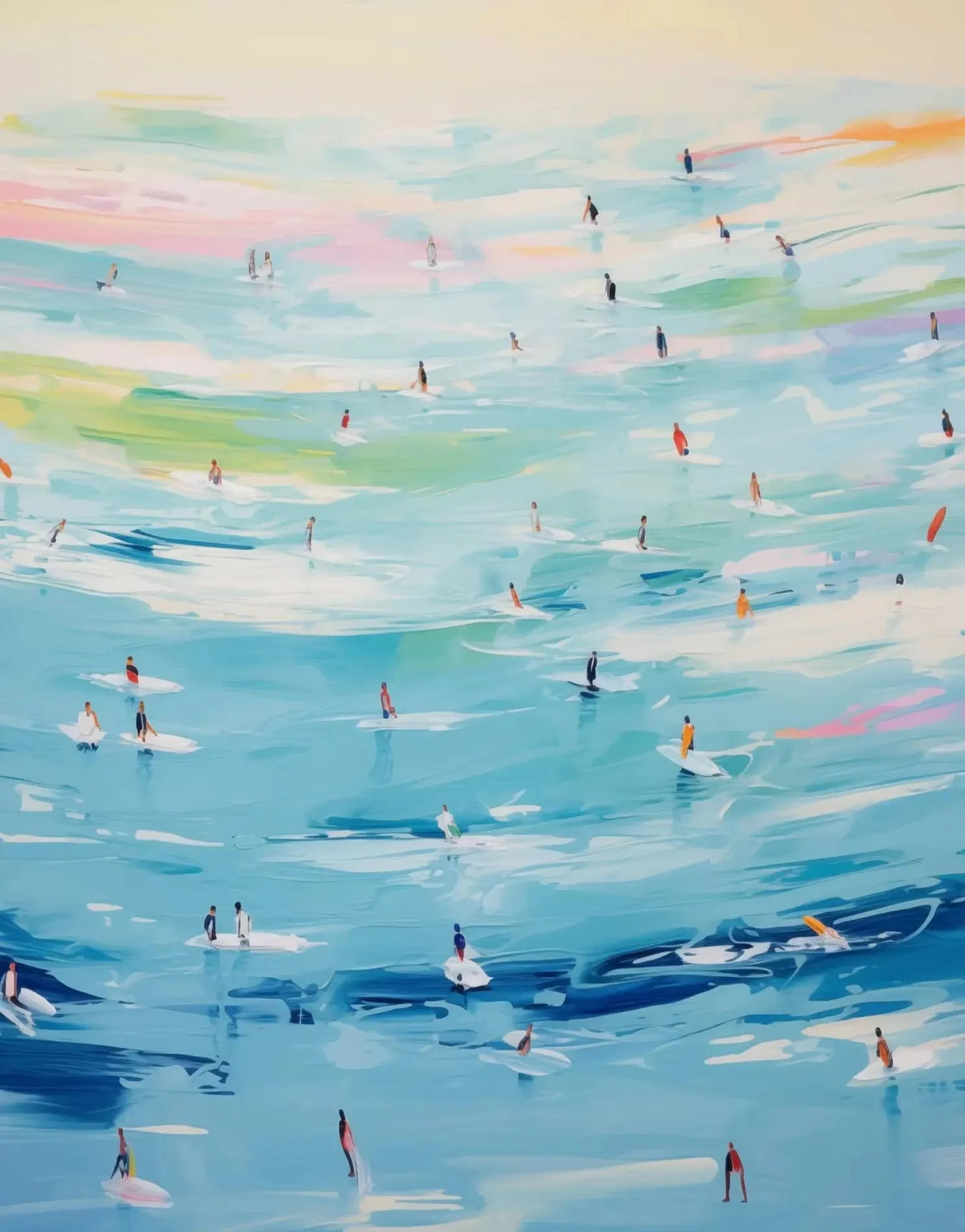 Pink Ocean Waves Seascape Canvas Wall Art – Beach Poster Canvas Wall Art Qst 16 20x30cm Unframed