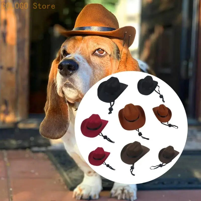 Western Denim Hat for Dogs & Cats | Breathable Pet Costume Pet Costume Hat Qme