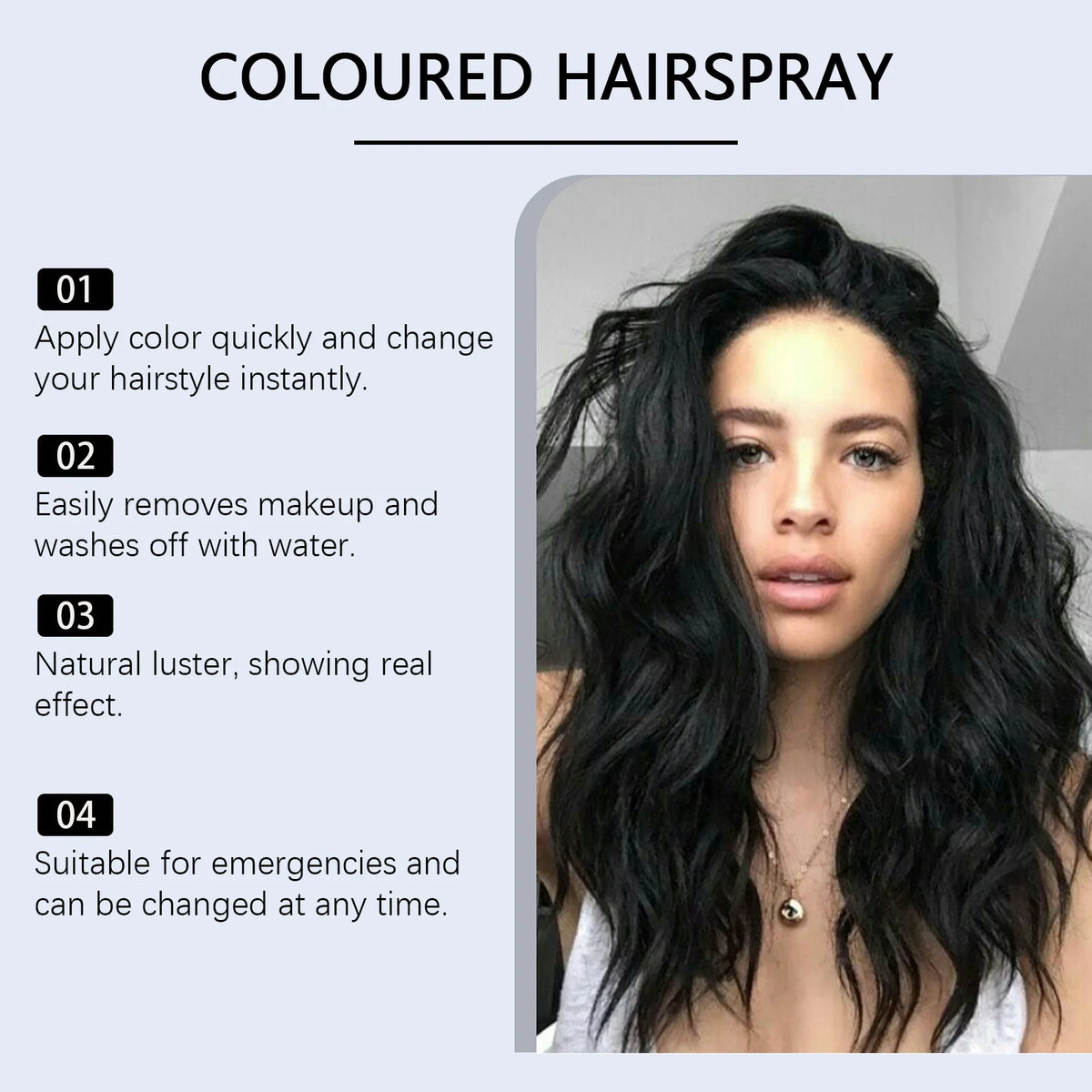 HOEGOA Temporary Black Hair Color Spray – Covers Grey, 85ml Hair Color Spray Qst