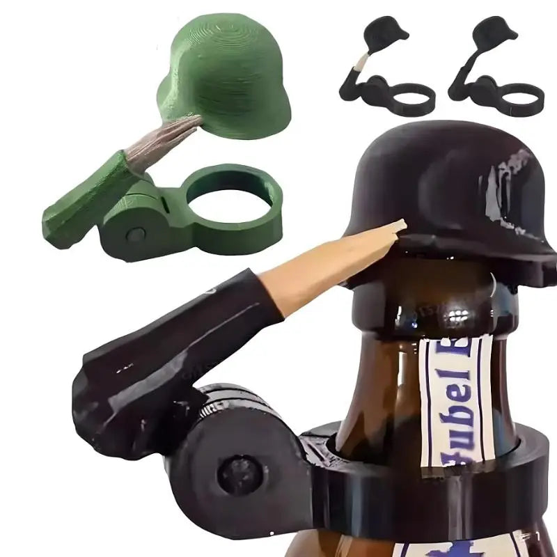 Soldier Helmet Beer Bottle Cap – Reusable Food-Grade Seal Novelty Bottle Cap Qme