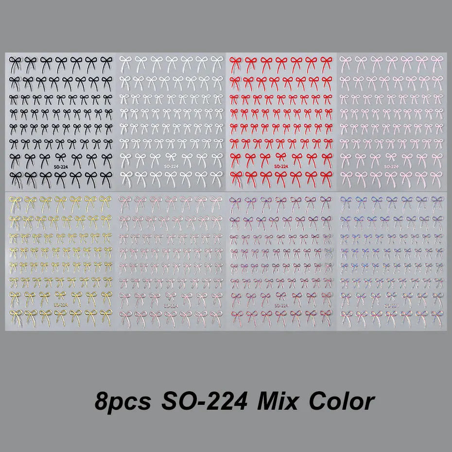 3D Bow Nail Art Stickers – Red Black Pink Bowknot Charms Nail Art Stickers Qme 8ZJT