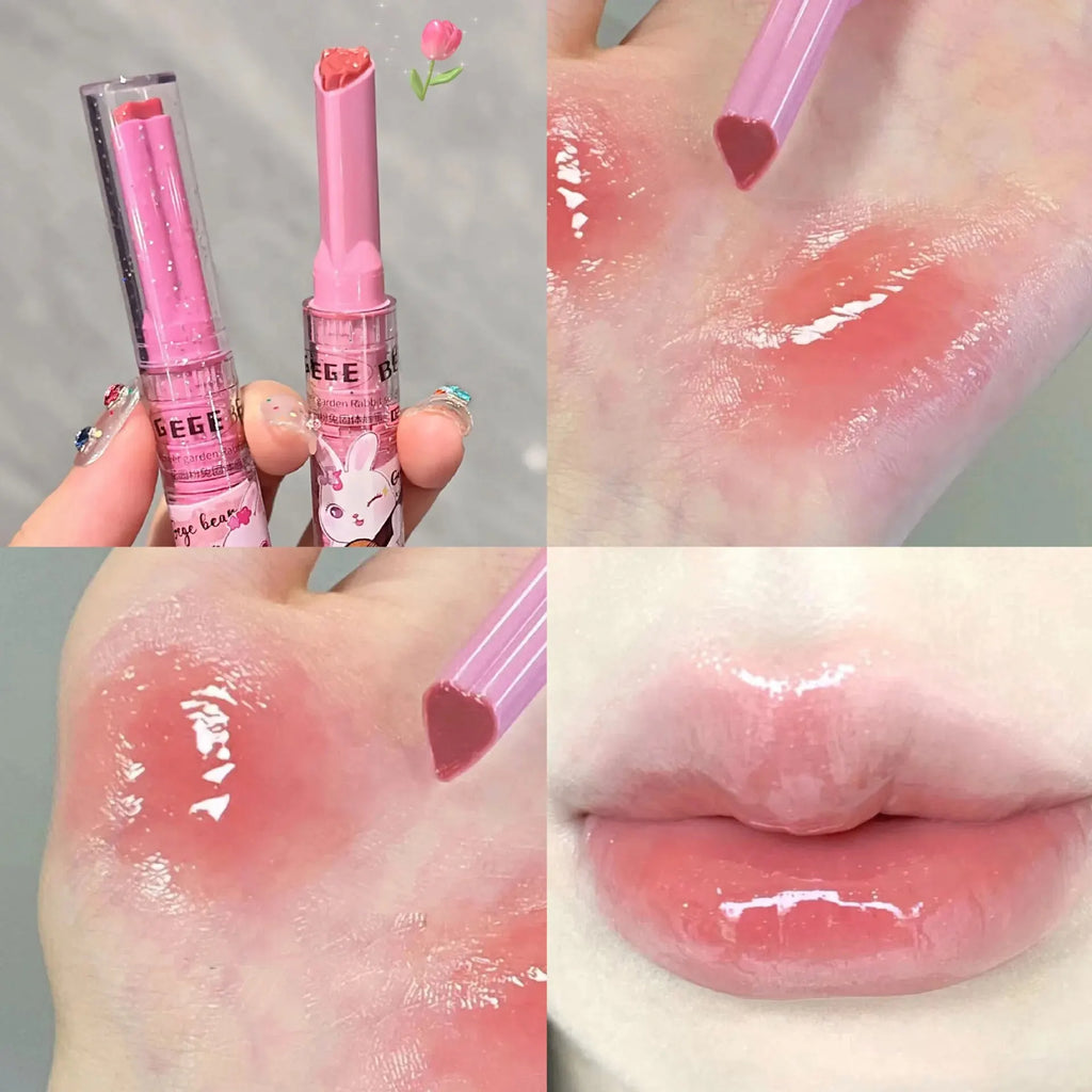 Pink Rabbit Solid Lip Gloss – Moisturizing Watery Colored Balm Solid Lip Gloss Qme