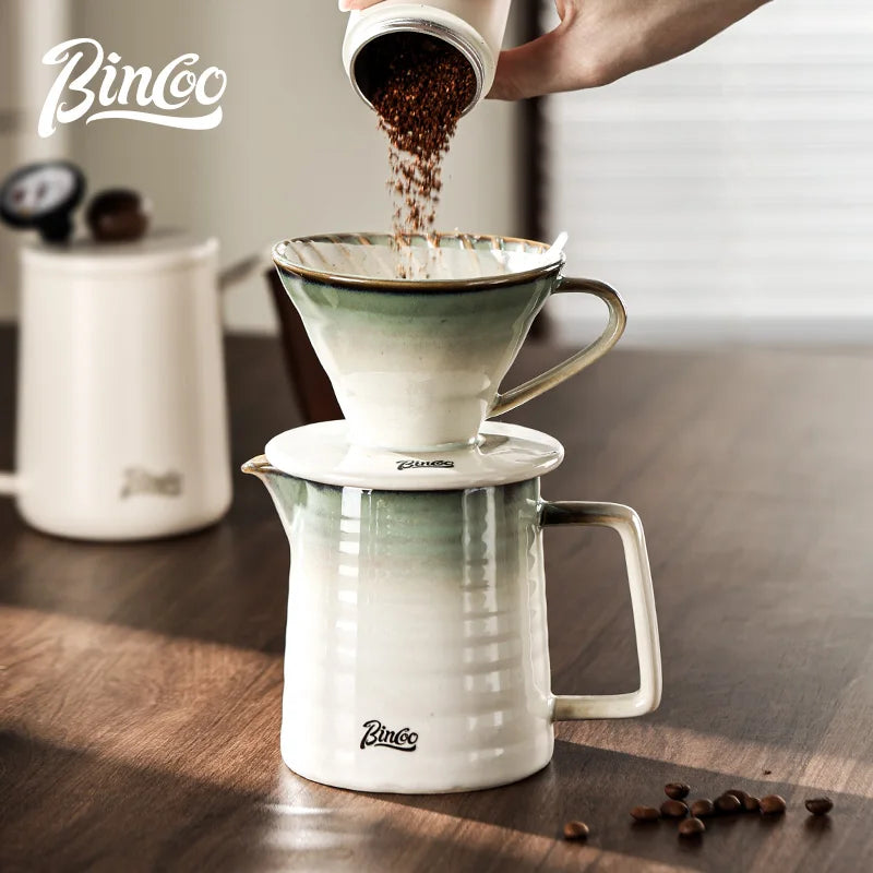 Bincoo 450ml Ceramic Pour Over Coffee Maker & Dripper Set Pour Over Coffee Set Qst