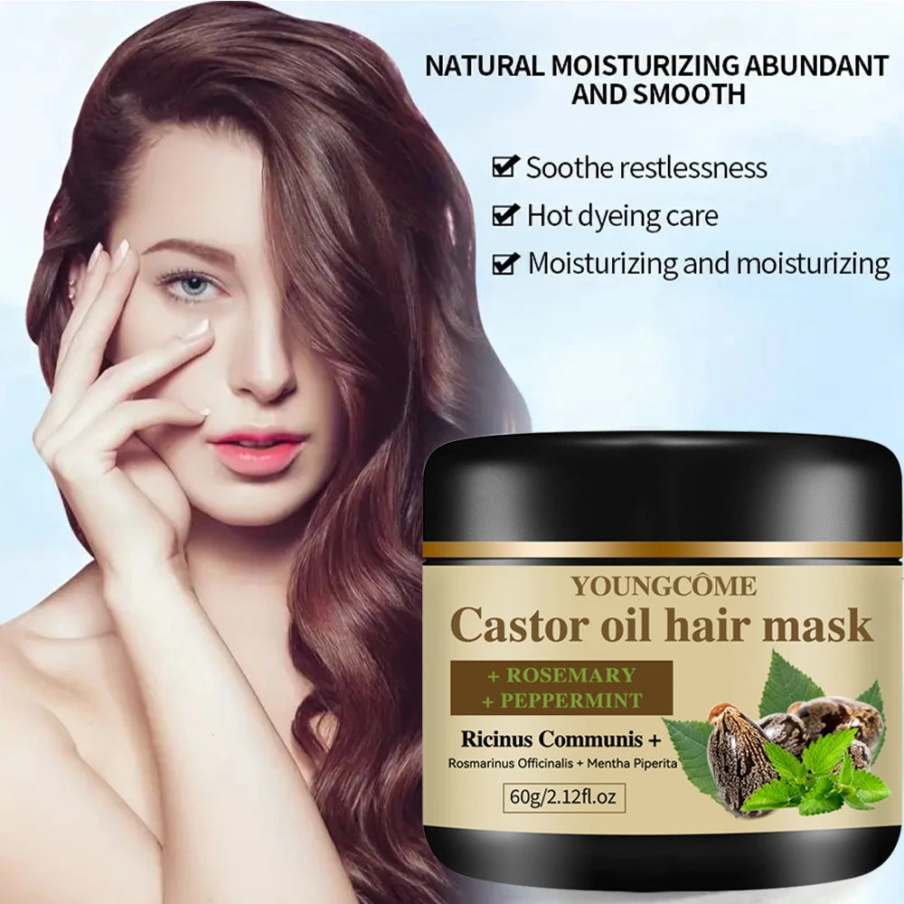 YOUNGCOME Rosemary Castor Oil Hair Mask – Moisturizing Scalp Hair Care Mask Qst 60G