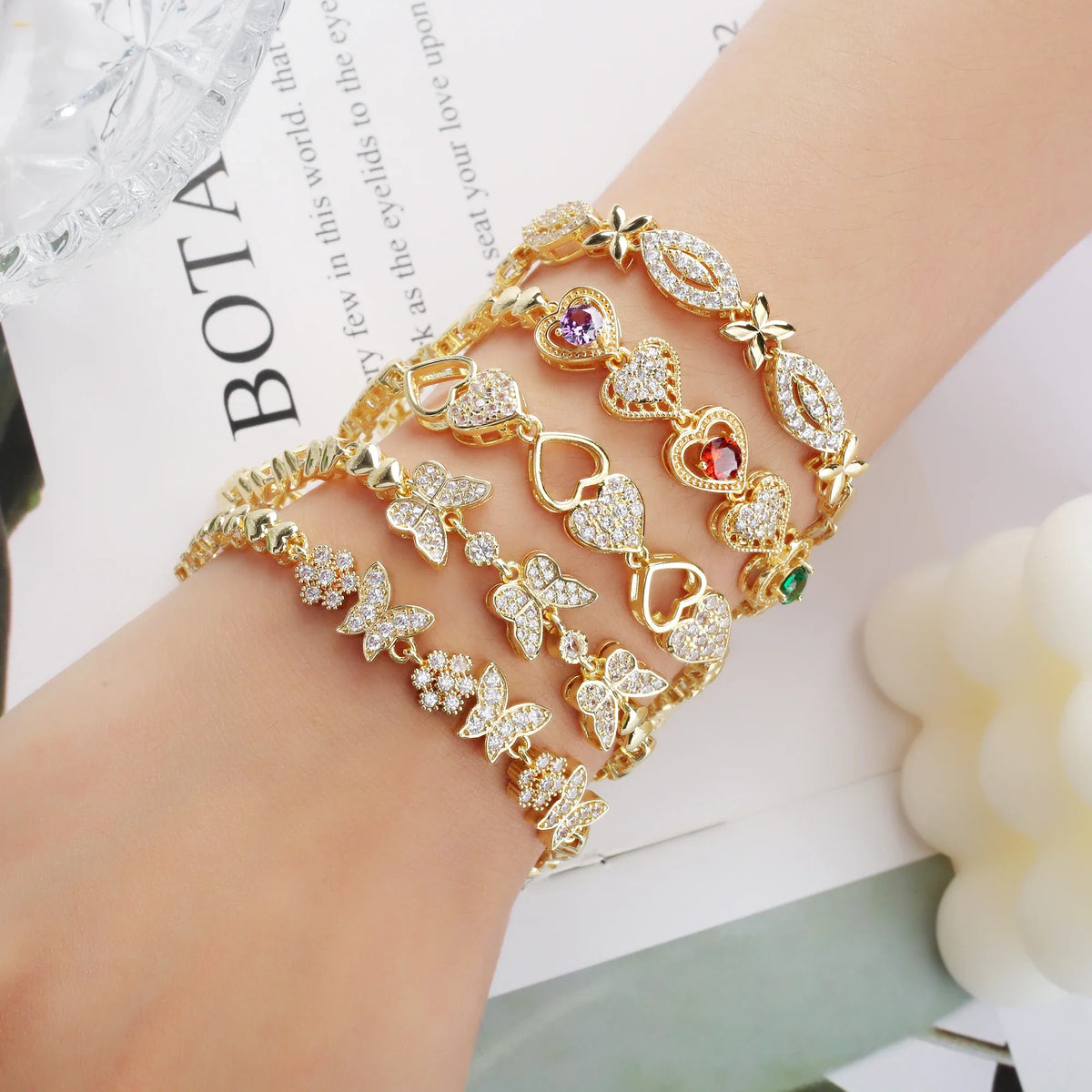 CZ Heart Butterfly Star Geometric Bracelet – 10 Styles CZ Fashion Bracelet Qme
