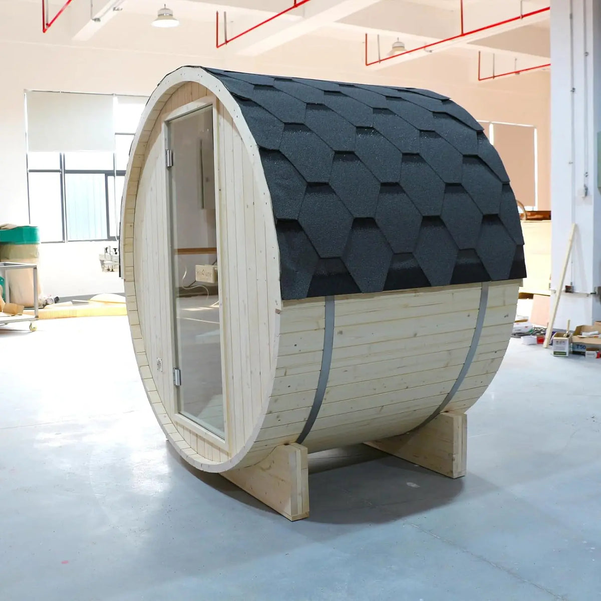 Outdoor Barrel Sauna 2-Person Spruce Wood & 4.5KW Harvia Heater Outdoor Barrel Sauna Qst