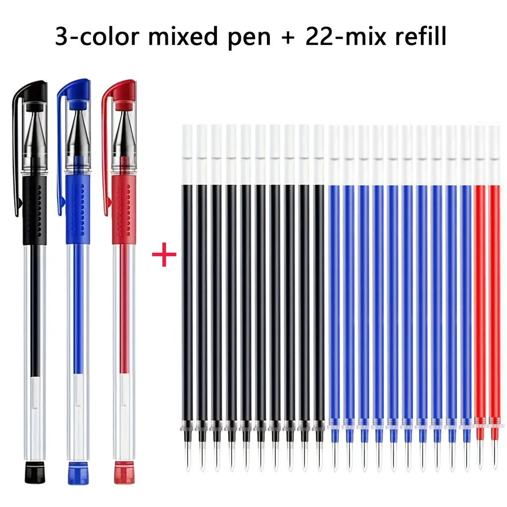 Kawaii Gel Pen Set – Black, Blue & Red Ink, Bullet Tip Gel Pen Set Qme mix 25 pcs set