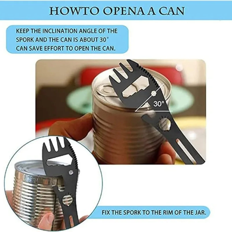 10-in-1 Camping Multitool Fork Spoon Stainless Steel Utensil Camping Multitool Utensil Qme