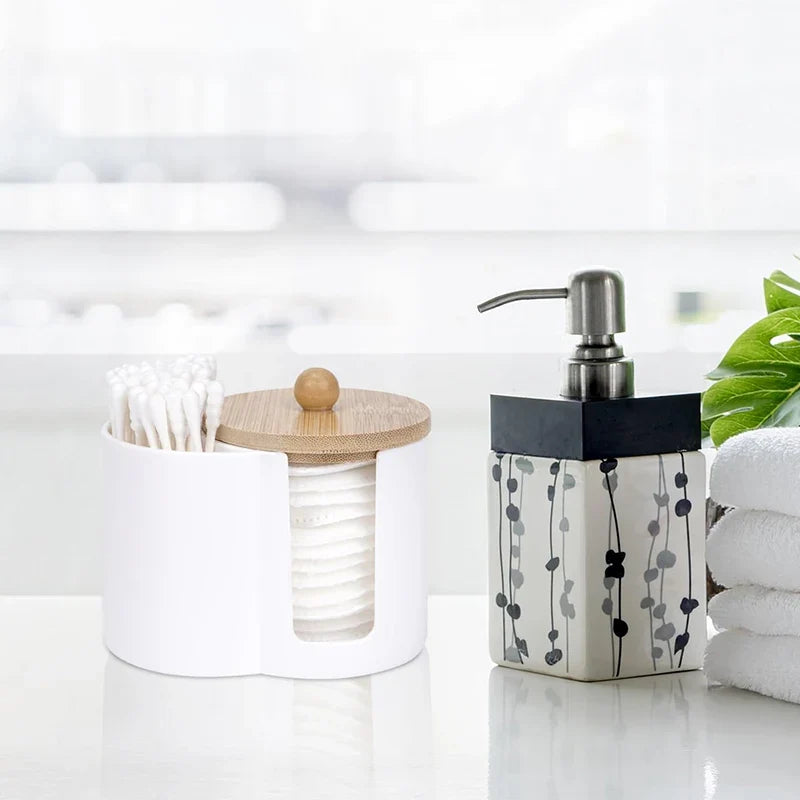 2-in-1 Cotton Swab & Makeup Pad Organizer Storage Box Makeup Organizer Box Qme